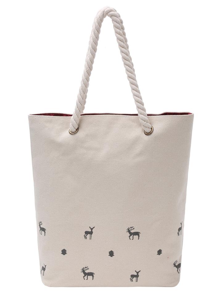 Shein Elk Print Canvas Tote Bag