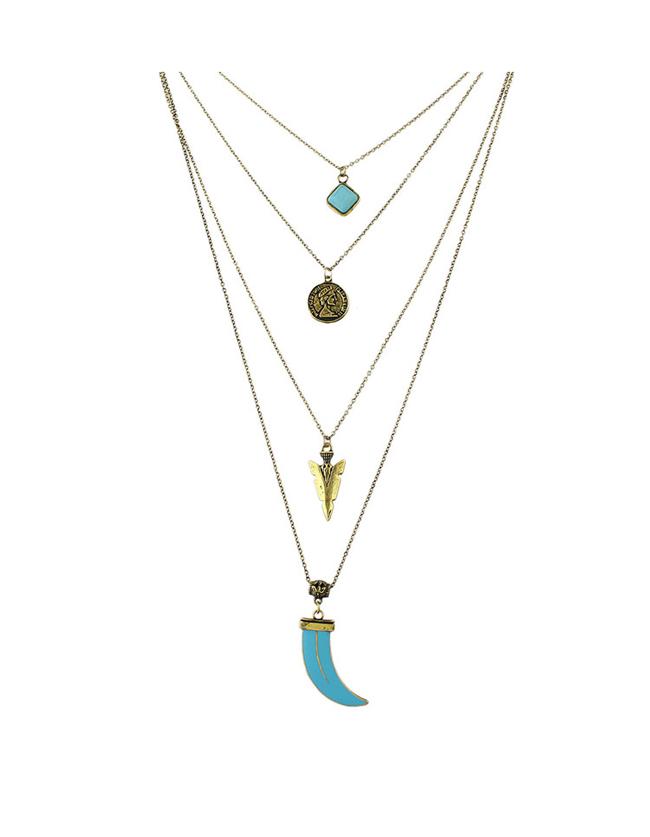 Shein Gold Multilayers Long Pendant Necklace