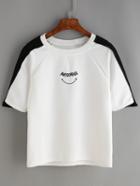 Shein Raglan Sleeve Contrast Pistol Embroidered T-shirt