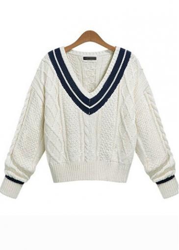 Rosewe Chic V Neck Long Sleeve Sweaters For Autumn