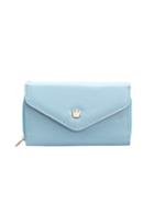Shein Light Blue Sheeny Crown Pu Leather Wristlet