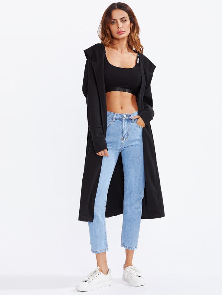 Shein Tie Waist Hooded Coat
