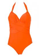Rosewe Open Back Solid Orange Summer Monokini