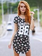 Shein Multicolor Print Short Sleeve T-shirt Dress