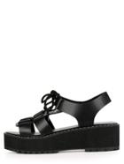 Shein Black Faux Leather Open Toe Platform Gladiator Sandals
