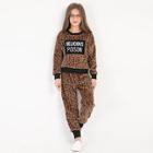 Shein Girls Cheetah & Letter Pattern Teddy Top With Pants
