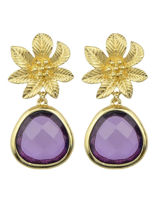 Shein Purple Flower Shape Drop Earrings