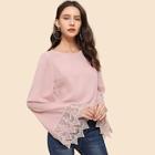 Shein Contrast Lace Bell Sleeve Solid Top