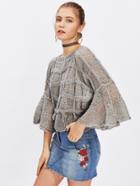 Shein Fluted Sleeve Open Knit Jumper