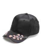 Shein Black Flower Embroidery Baseball Cap