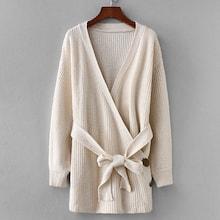 Shein Self Tie Button Detail Wrap Sweater