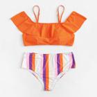 Shein Plus Striped Flounce Bikini Set