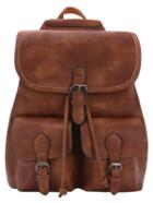 Shein Distressed Buckle Flap Backpack - Brown