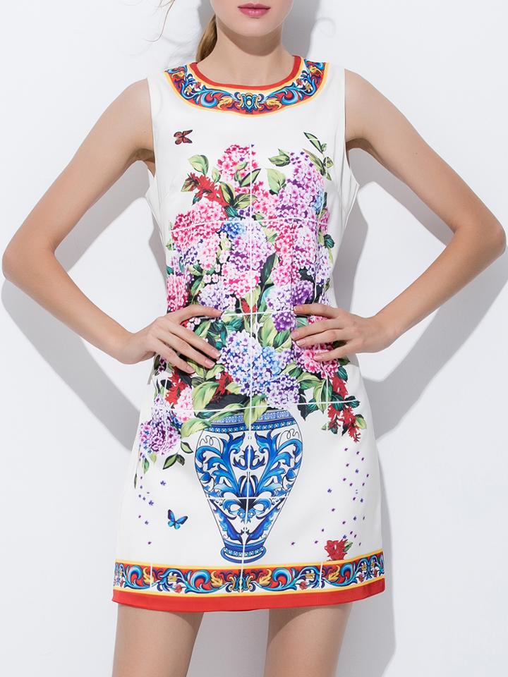 Shein Flowers Print Sheath Dress