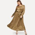 Shein Plus Self Belted Metallic Dress