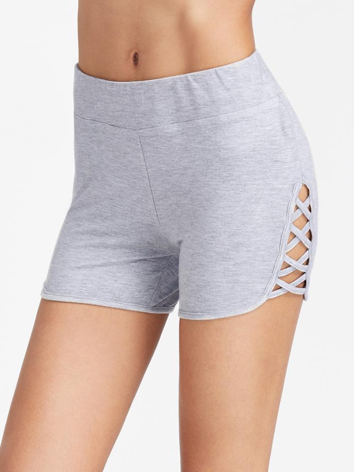 Shein Heather Grey Crisscross Side Jersey Shorts