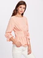 Shein Bell Cuff Lace Up Peplum Top