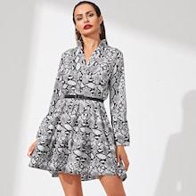 Shein Belt Snake Print Dress