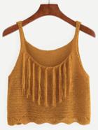 Shein Mustard Fringe Knitted Cami Top