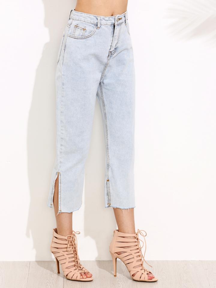 Shein Pale Blue Slit Side Jeans