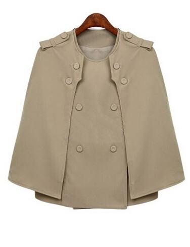 Shein Apricot Epaulet Double Breasted Cape
