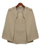 Shein Apricot Epaulet Double Breasted Cape