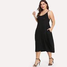 Shein Plus Hidden Pocket Solid Cami Dress
