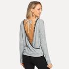 Shein Open Back Contrast Lace Sweater