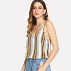 Shein Double V-neck Striped Cami Top