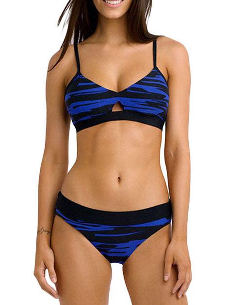 Shein Cutout Blue Zebra Print Bikini Set