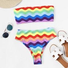 Shein Wave Pattern Bikini Set