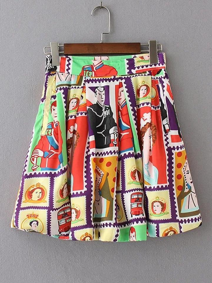 Shein Character Print Flare Skirt