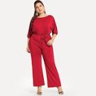 Shein Plus Self Tie Knot Back Solid Jumpsuit