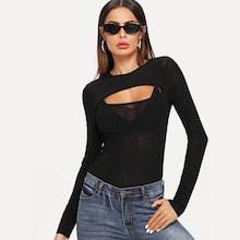 Shein Cut Front Detail Sheer Top
