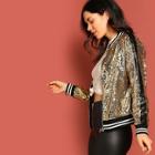 Shein Contrast Striped Sequin Jacket