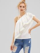 Shein One Shoulder Top With Exaggerated Frill