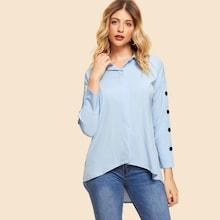 Shein Button Decoration Collar Blouse