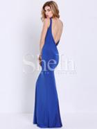 Shein Blue Sleeveless Backless Elegent Maxi Dress