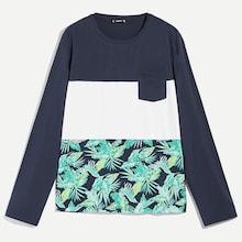 Shein Men Color Block Plants Print Tee
