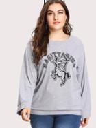 Shein Sagittarius Print Front Raglan Sleeve Sweatshirt