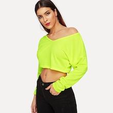 Shein V Neck Drop Shoulder Crop Pullover