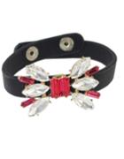 Shein Hotpink Rhinestone Flower Leather Bracelet