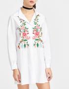 Shein Flower Embroidery Shirt Dress