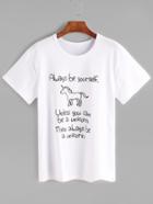 Shein White Slogan Print Short Sleeve T-shirt