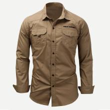 Shein Men Pocket Detail Embroidery Shirt