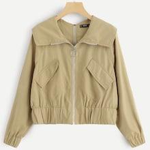 Shein Wide Elastic Hem Zip Back Jacket