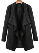 Shein Black Long Sleeve Lapel Woolen Coat