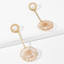 Shein Bar & Hollow Round Drop Earrings