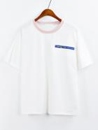 Shein White Contrast Zipper T-shirt