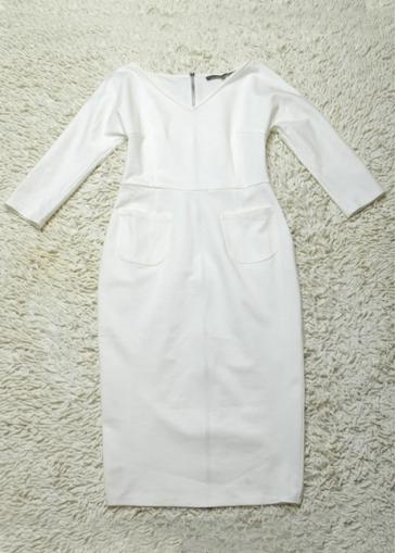 Rosewe Brief V Neck Solid White Party Dress With Back Zipper